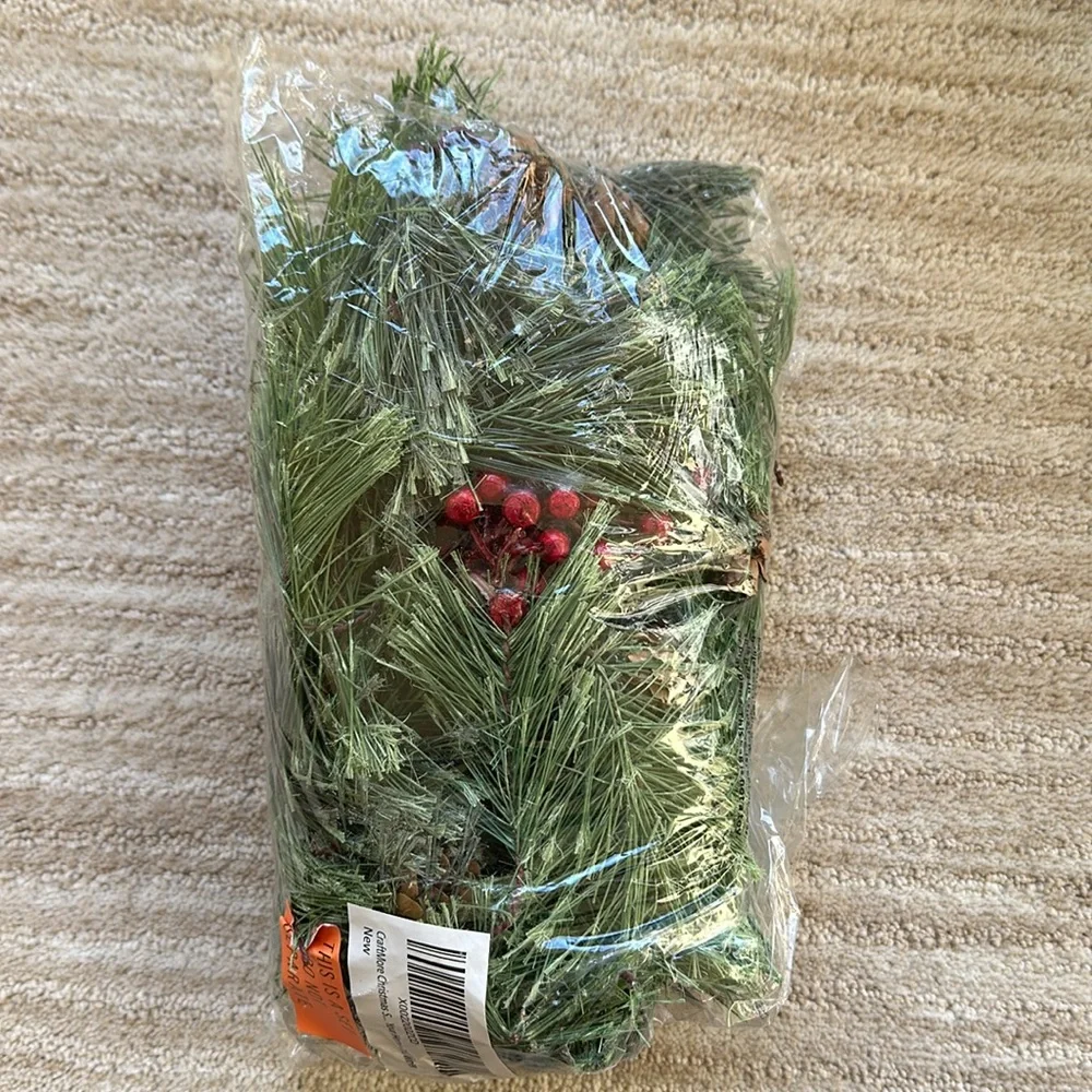 Set of 3 CraftMore Christmas Smokey Pine and Red Berry Garland 6 Feet Strands